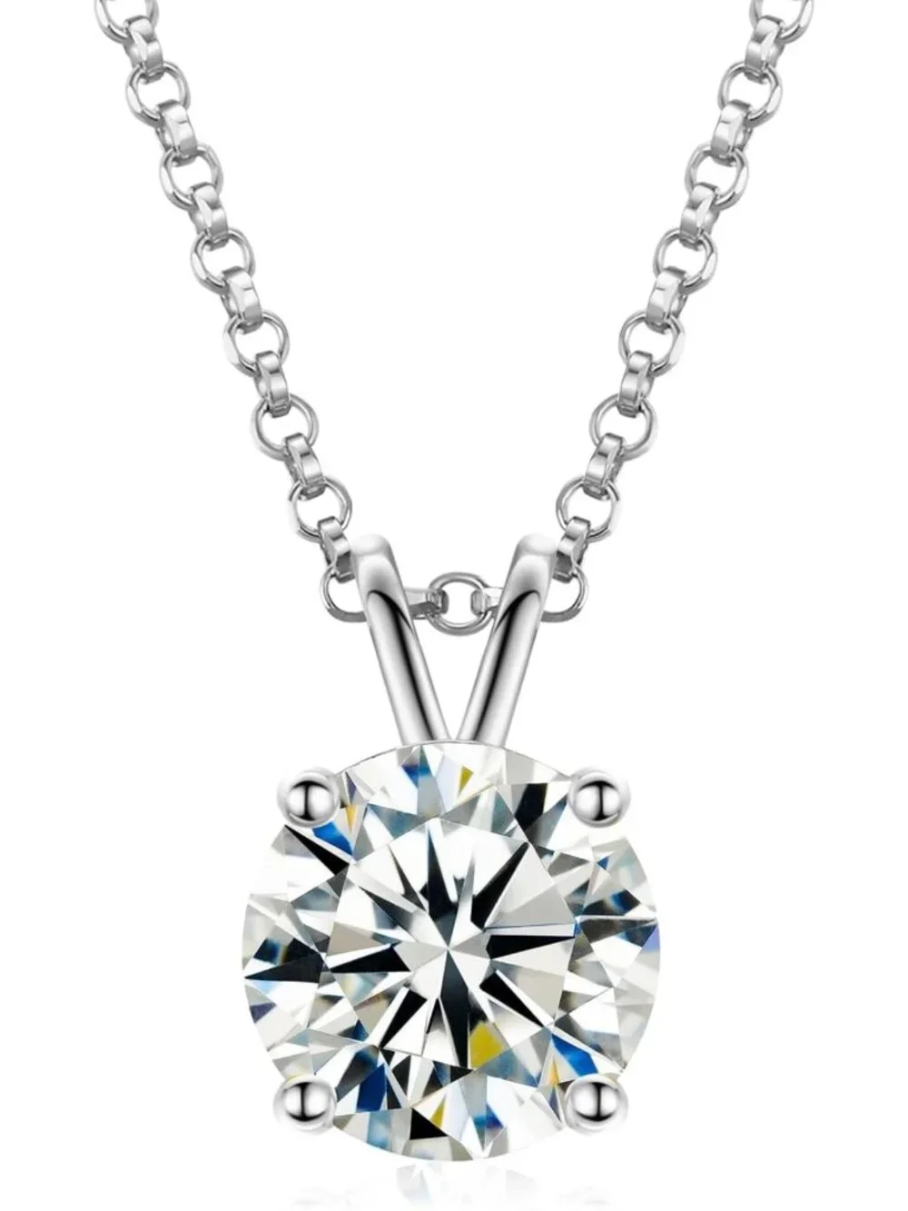 Dainty Moissanite Pendant Necklace 18K Gold Vermeil & Sterling Silver, 0.1-12